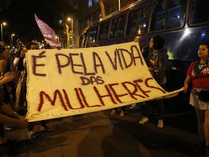 Manifestação no Rio de Janeiro pelo direito ao aborto, em agosto de 2018.