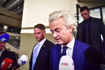 Geert Wilders, na noite de quarta-feira, após as eleições.