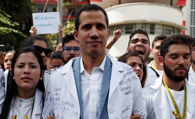 Juan Guaidó, em uma aparição pública em La Guaira (Venezuela)