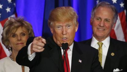 Donald Trump, após a vitória, na Carolina do Sul.