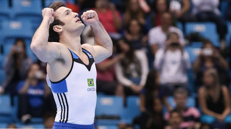 Diego Hypólito durante Copa do Mundo de ginástica, em São Paulo