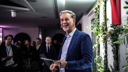 Reed Hastings durante a inauguração dos novos escritórios da Netflix em Paris, em 17 de janeiro.