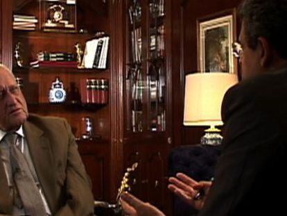 João Havelange e o jornalista Ernesto Rodrigues em 'Conversas com JH'.