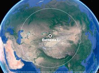Polo de inacessibilidade da Eurásia, perto da fronteira entre a China e o Cazaquistão.