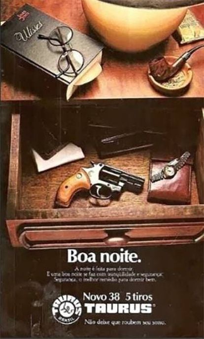 Anúncio de armas nos anos de 1980.