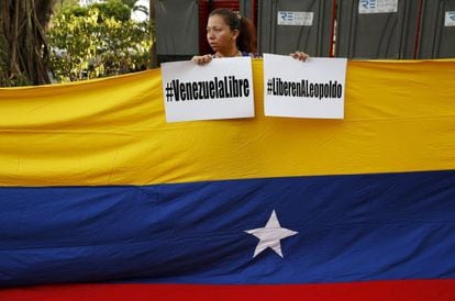 Manifestante pede libertação de Leopoldo López.