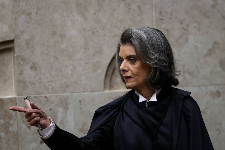 Cármen Lúcia na cerimônia de posse no STF nesta segunda-feira.