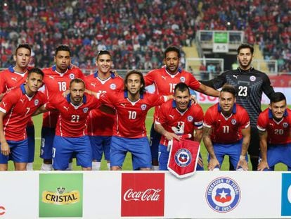 Seleção chilena em seu último amistoso contra El Salvador.