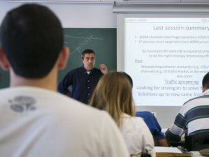 Uma aula em inglês na Universidade Politécnica da Catalunha (UPC).