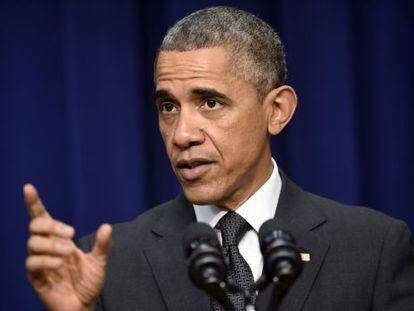 Presidente Obama durante ato na Casa Branca nesta quarta-feira.
