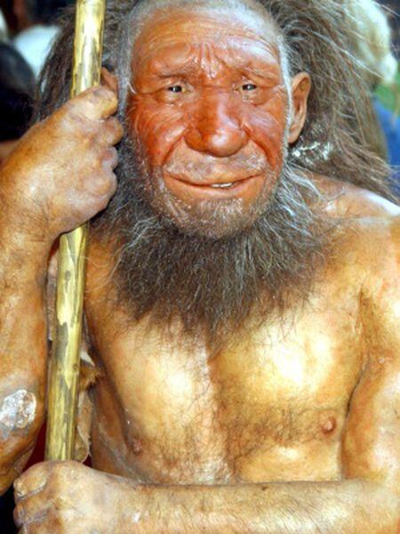 Figura de um homem neardental no Museu Neanderthals em Mettmann (Alemanha).