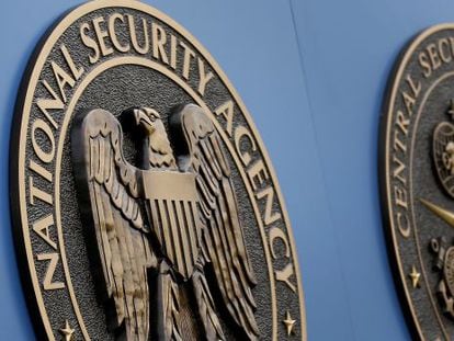 Logotipo da NSA, em sua sede em Washington.