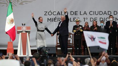 O festejo de López Obrador no Zócalo, principal praça da Cidade do México