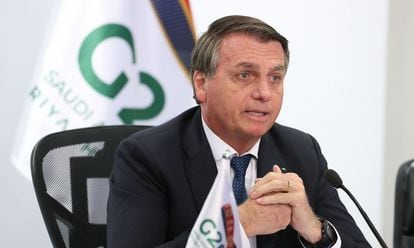 Jair Bolsonaro participa da reunião da Cúpula de Líderes do G20, em formato de teleconferência, no palácio do Planalto