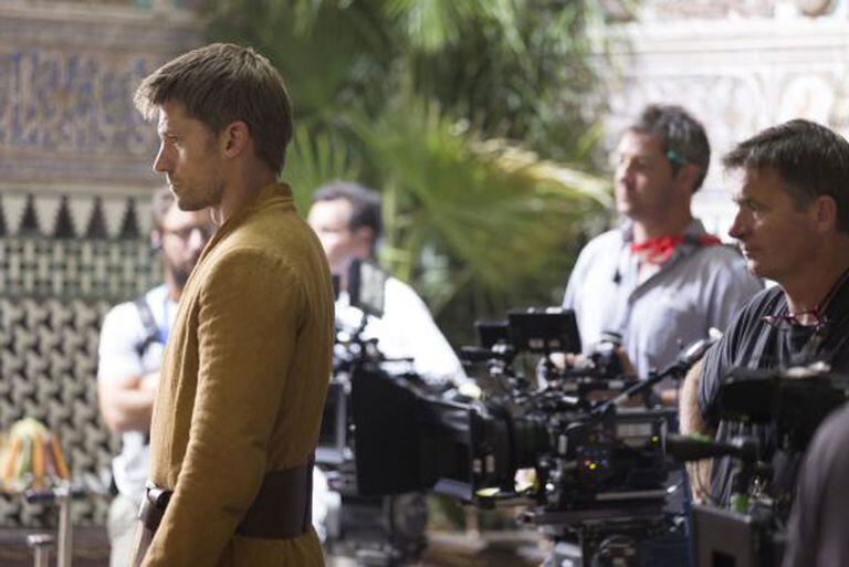 Nikolaj Coster-Waldau durante filmagem em Sevilha.