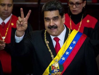 Maduro depois de prestar juramento como presidente da Venezuela pela segunda vez.