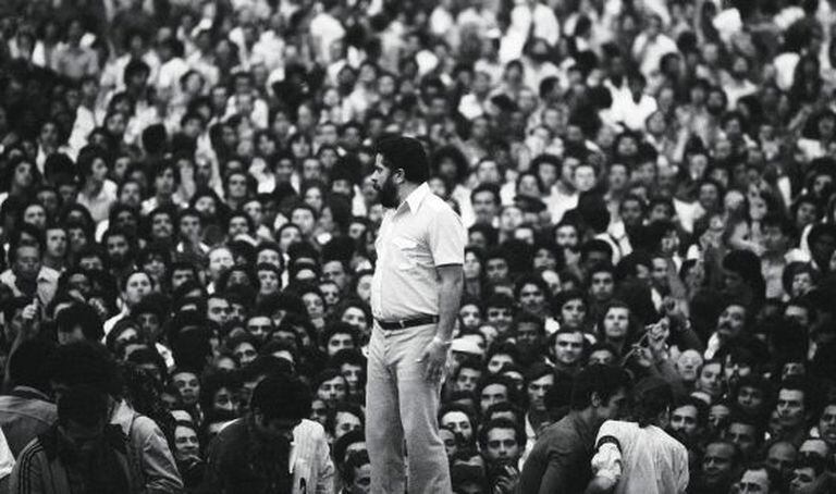 Lula durante greve na década de 1980.