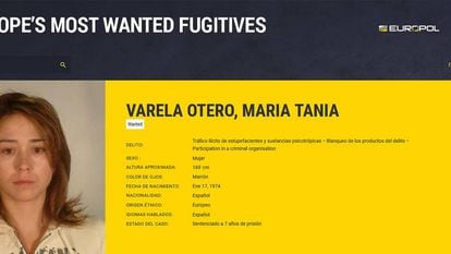 Ficha policial de Tania Varela.