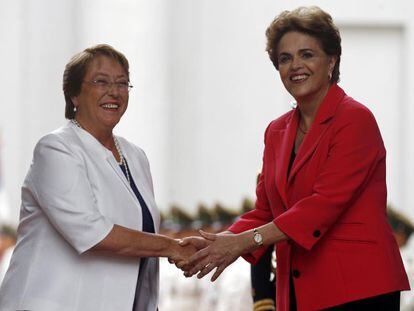 Michelle Bachelet e Dilma Rousseff, nesta sexta-feira