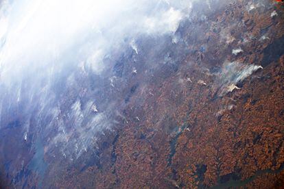 Incêndios na Amazônia vistos da Estação Espacial dia 24 de Agosto de 2019.