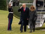 December 31, 2020 - Washington, DC, United States: President Donald J. Trump and First Lady Melania Trump return on Marine One from their Florida vacation early at the South Lawn of the White House Thursday, December 31, 2020.  *** Local Caption *** .
