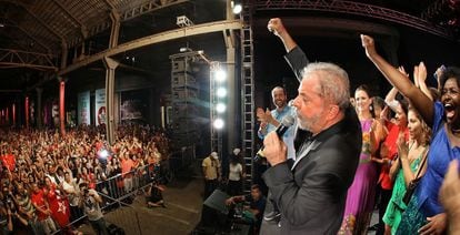 O ex-presidente Lula no aniversário do PT.
