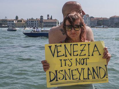 Manifestante na semana passada, em Veneza.