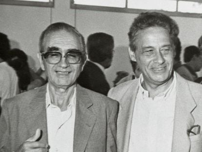 Florestan Fernandes e Fernando Henrique Cardoso em 1986, em Marília.