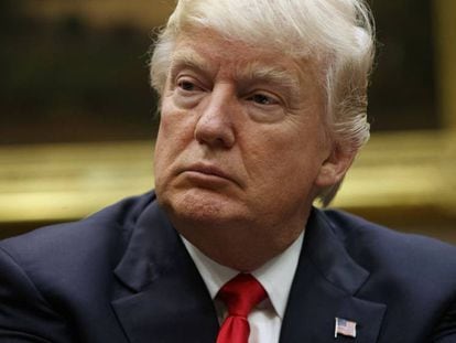 Donald Trump durante uma reunião na Casa Branca em 31 de março.