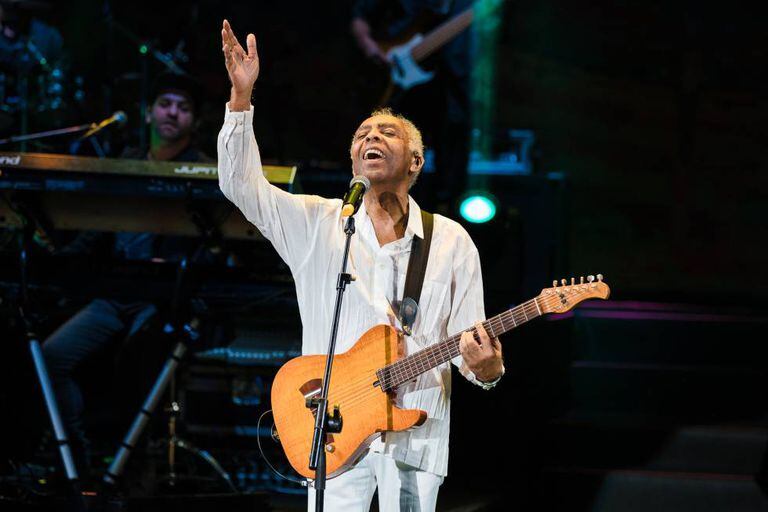 Gilberto Gil durante um show em São Paulo.