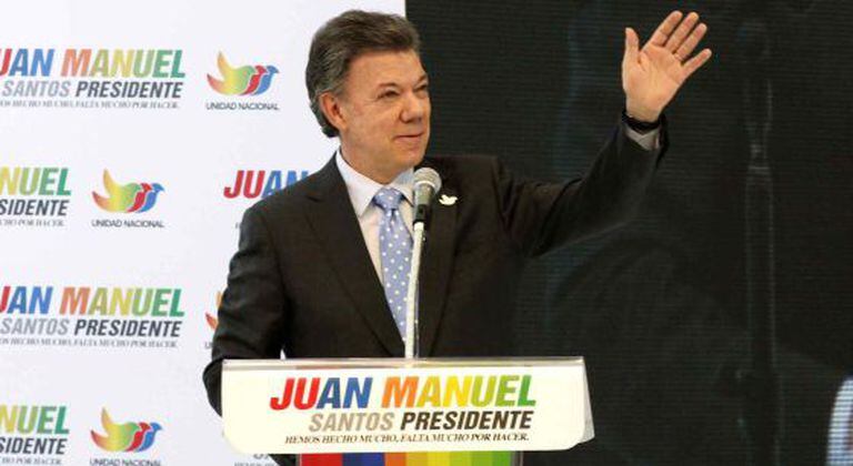 Santos em um ato de campanha em Bogotá nesta segunda-feira.