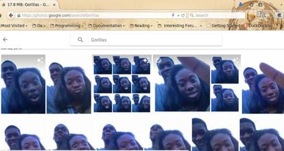 Resultados do Google Photos à busca por “gorilas” do usuário que fez a denúncia