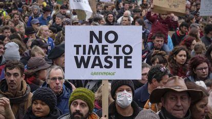 Manifestação em Bruxelas, domingo passado, contra a mudança climática.