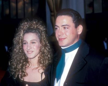 Robert Downey Jr. com a ex-companheira Sarah Jessica Parker, no Oscar de 1989. Na época, era considerado uma das grandes promessas do cinema.