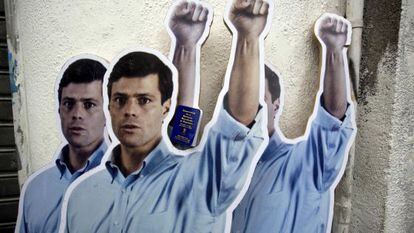 Cartazes de apoio a Leopoldo López em Caracas.