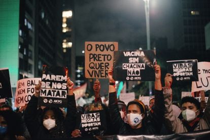 Protesto contra o racismo em São Paulo, no dia 13 de maio de 2021