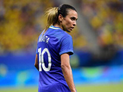 Marta no jogo do Brasil contra a África do Sul em 9 de agosto.