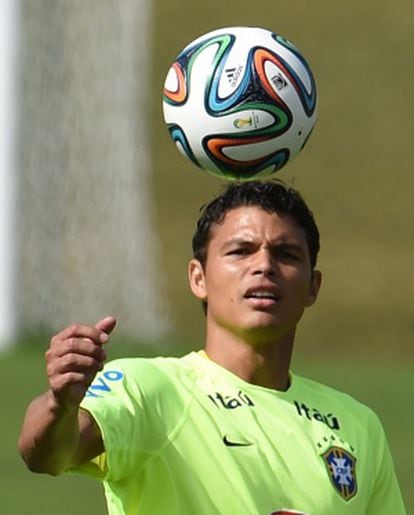 Thiago Silva durante um treino.
