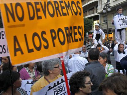 Manifestação contra a pobreza, em Valência.