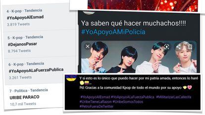 Milhares de ‘k-popers’ colombianas sabotaram as tendências contra a greve no Twitter.