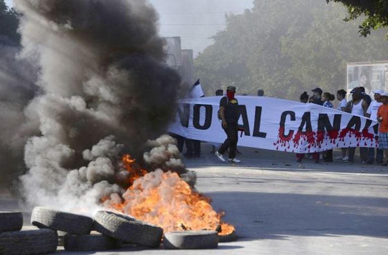 Protestos em Manágua contra o canal interoceânico.