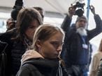 La activista Greta Thunberg, en su llegada a Madrid. 