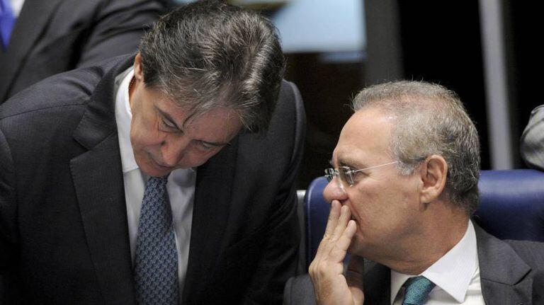 Eunício e Renan no Senado.