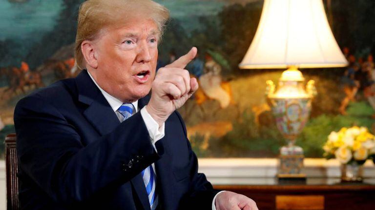 Trump em 8 de maio, quando assinou a retirada dos EUA do acordo nuclear.