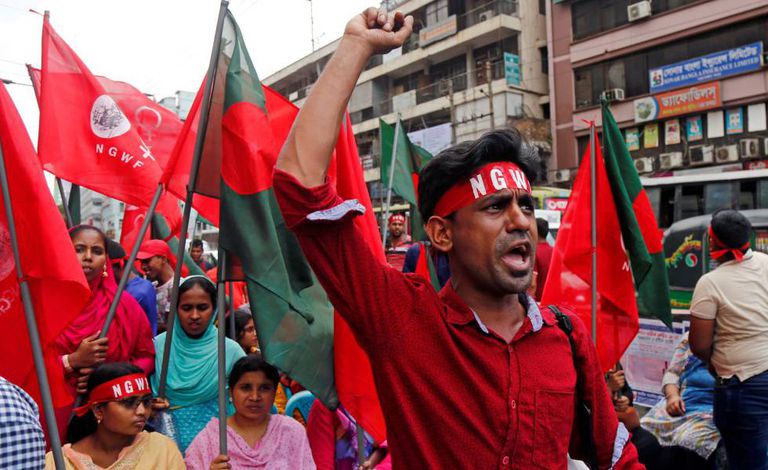 Manifestação de trabalhadores em Bangladesh nesta quarta-feira