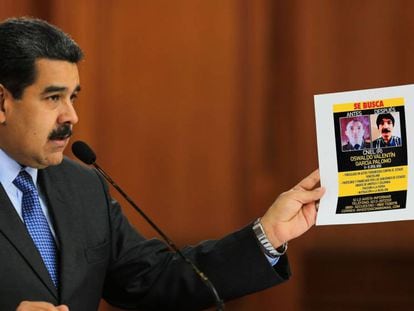 Maduro durante seu discurso pela televisão.