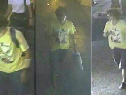 Imagens do suspeito pelo ataque em Bancoc divulgadas pela polícia.