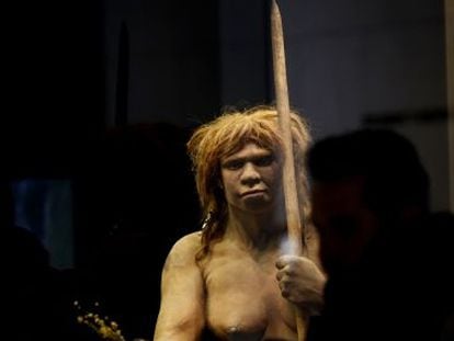 Reconstituição de uma mulher de Neandertal no Museu Arqueológico, em Madri.