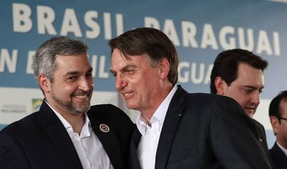 O paraguaio Mario Abdo Benítez e Jair Bolsonaro.