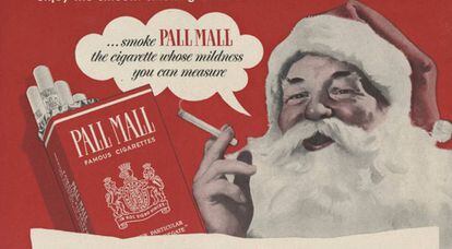 Papai Noel utilizado em um anúncio de cigarro.